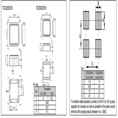 爱普生晶振,压控温补晶振,TG3225CEN晶振,有源晶振