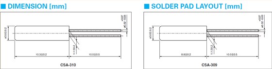 CITIZEN晶振,石英晶振,CSA-310晶振,圆柱DIP晶振