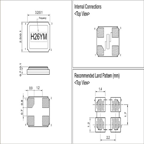 HSX321S石英晶振,X3S025000BC1H-HU,HELE台湾加高晶振